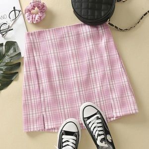 SHEIN Split Side Tartan Mini Skirt